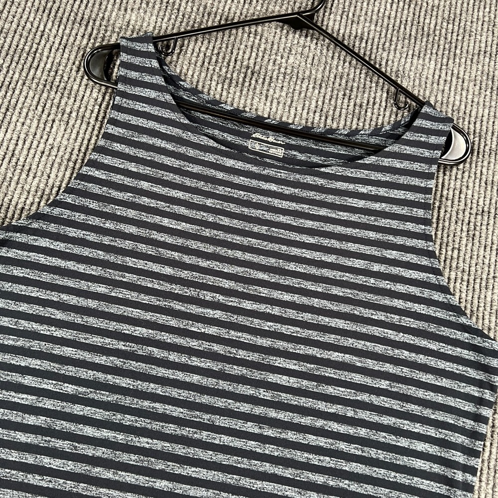 Eddie Bauer Tank Top Shirt Womens XL Extra Large Blue Striped Outdoor Casual